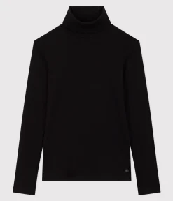 Petit Bateau Homewear|Alle Langarmshirts*Damen-Rollkragenshirt schwarz BLACK