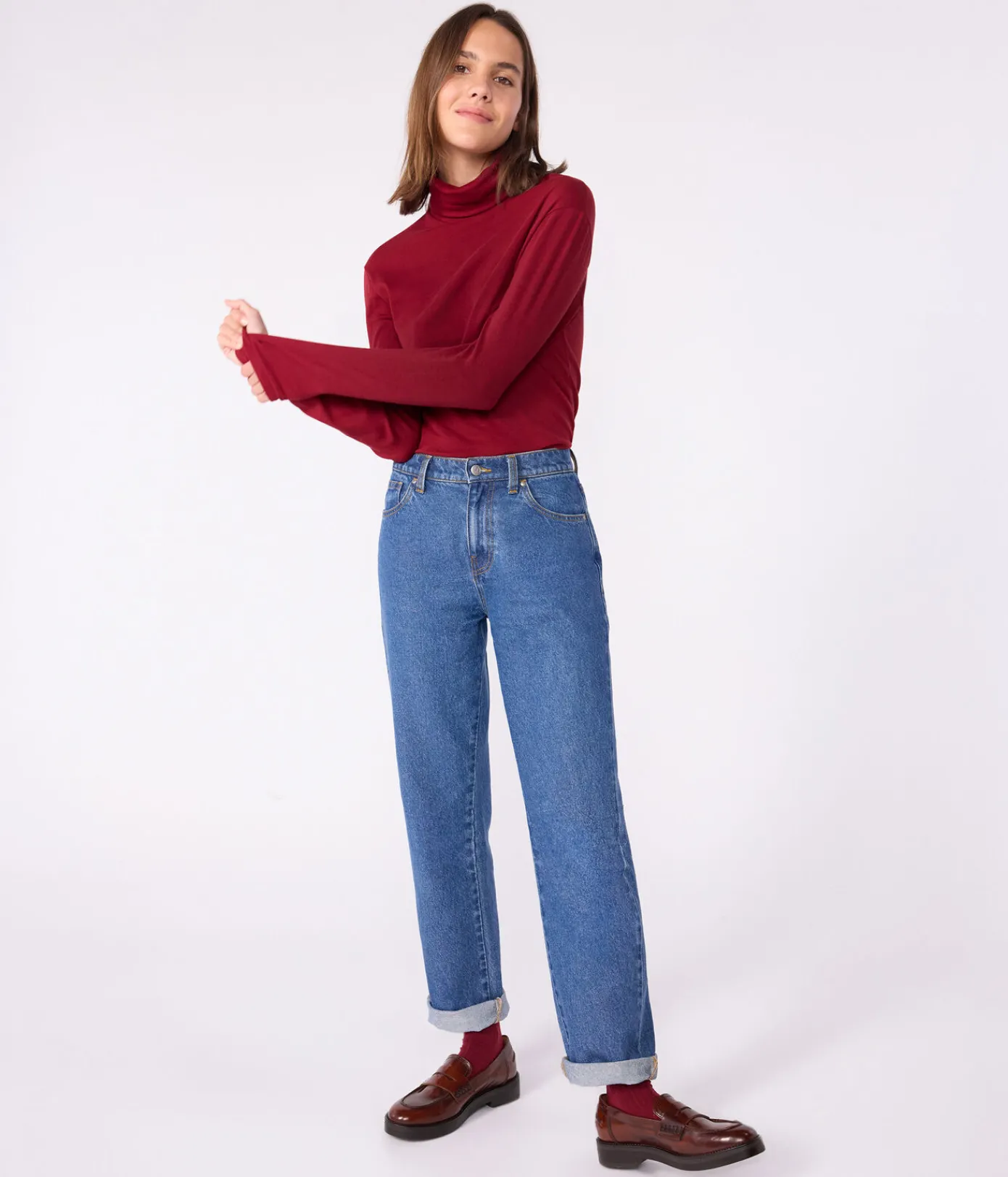 Petit Bateau Homewear|Alle Langarmshirts*Damen-Rollkragenshirt AMARANTE