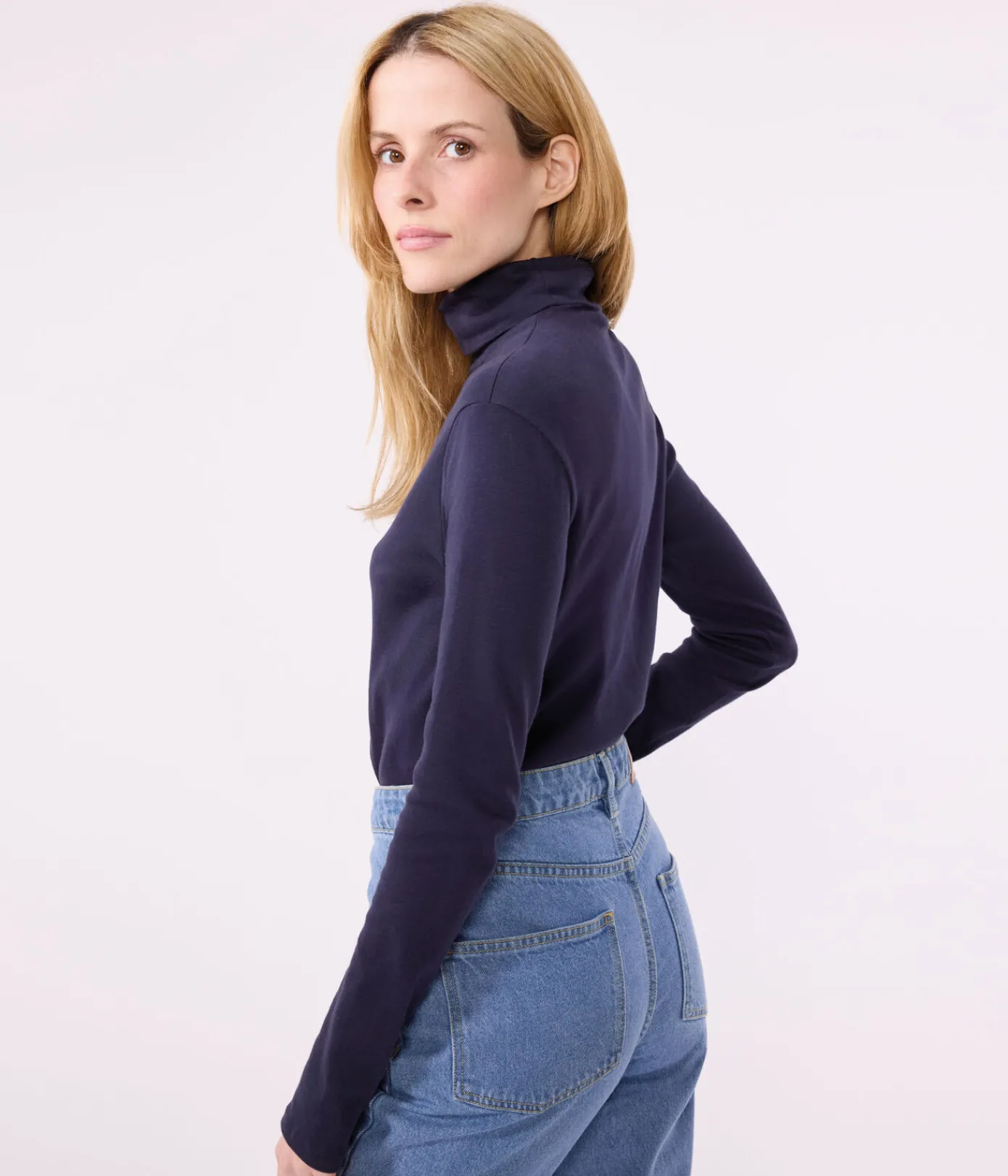 Petit Bateau Homewear|Alle Langarmshirts*Damen-Rollkragenshirt blau SMOKING