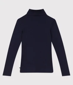 Petit Bateau Homewear|Alle Langarmshirts*Damen-Rollkragenshirt L'Iconique aus Baumwolle und Wolle blau SMOKING