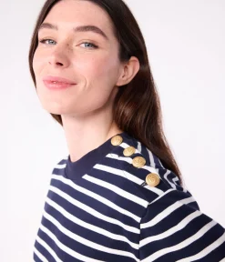 Petit Bateau Streifenshirts, Pullover, Cardigans*Damen-Streifenshirt blau SMOKING/weiss MARSHMALLOW