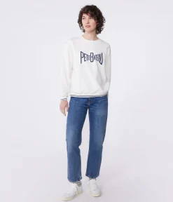 Petit Bateau Streifenshirts, Pullover, Cardigans*Damen-Sweatshirt aus bedruckter Baumwolle weiss MARSHMALLOW