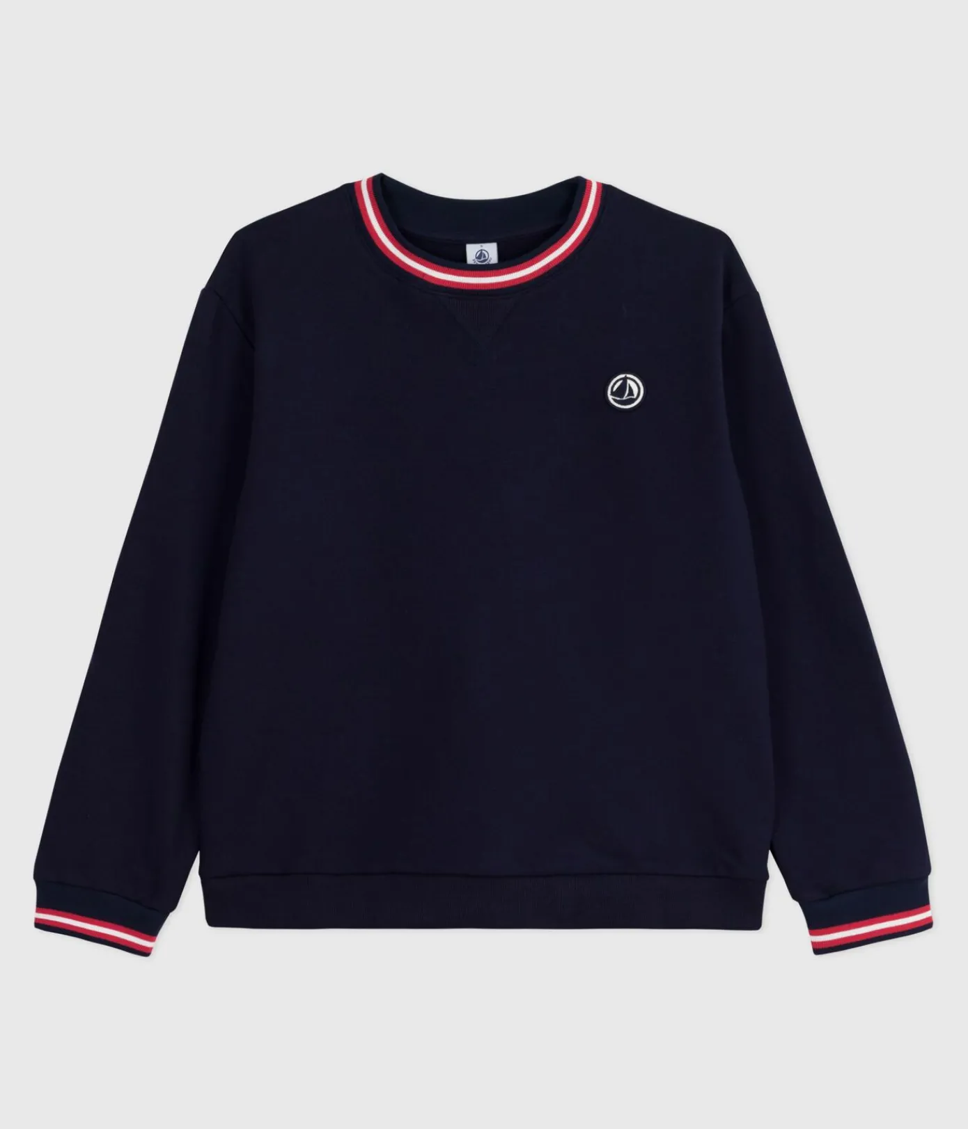 Petit Bateau Streifenshirts, Pullover, Cardigans*Damen-Sweatshirt aus einfarbiger Baumwolle blau SMOKING