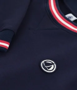 Petit Bateau Streifenshirts, Pullover, Cardigans*Damen-Sweatshirt aus einfarbiger Baumwolle blau SMOKING