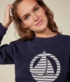 Petit Bateau Streifenshirts, Pullover, Cardigans*Damen-Sweatshirt aus Molton blau SMOKING