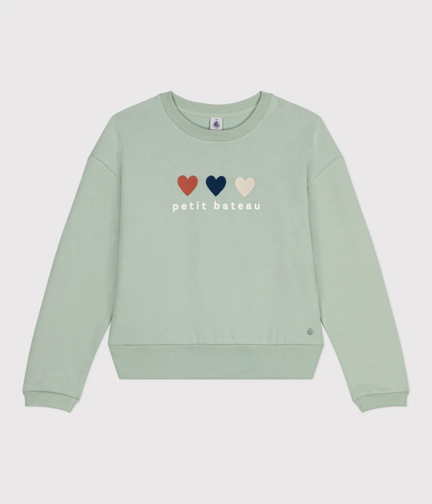 Petit Bateau Streifenshirts, Pullover, Cardigans*Damen-Sweatshirt aus Molton grün HERBIER