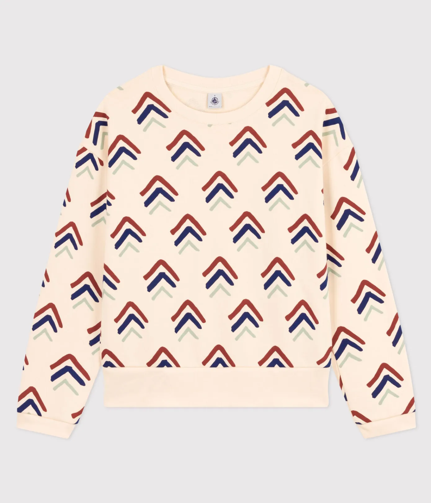 Petit Bateau Streifenshirts, Pullover, Cardigans*Damen-Sweatshirt aus Molton weiss AVALANCHE/ MULTICO