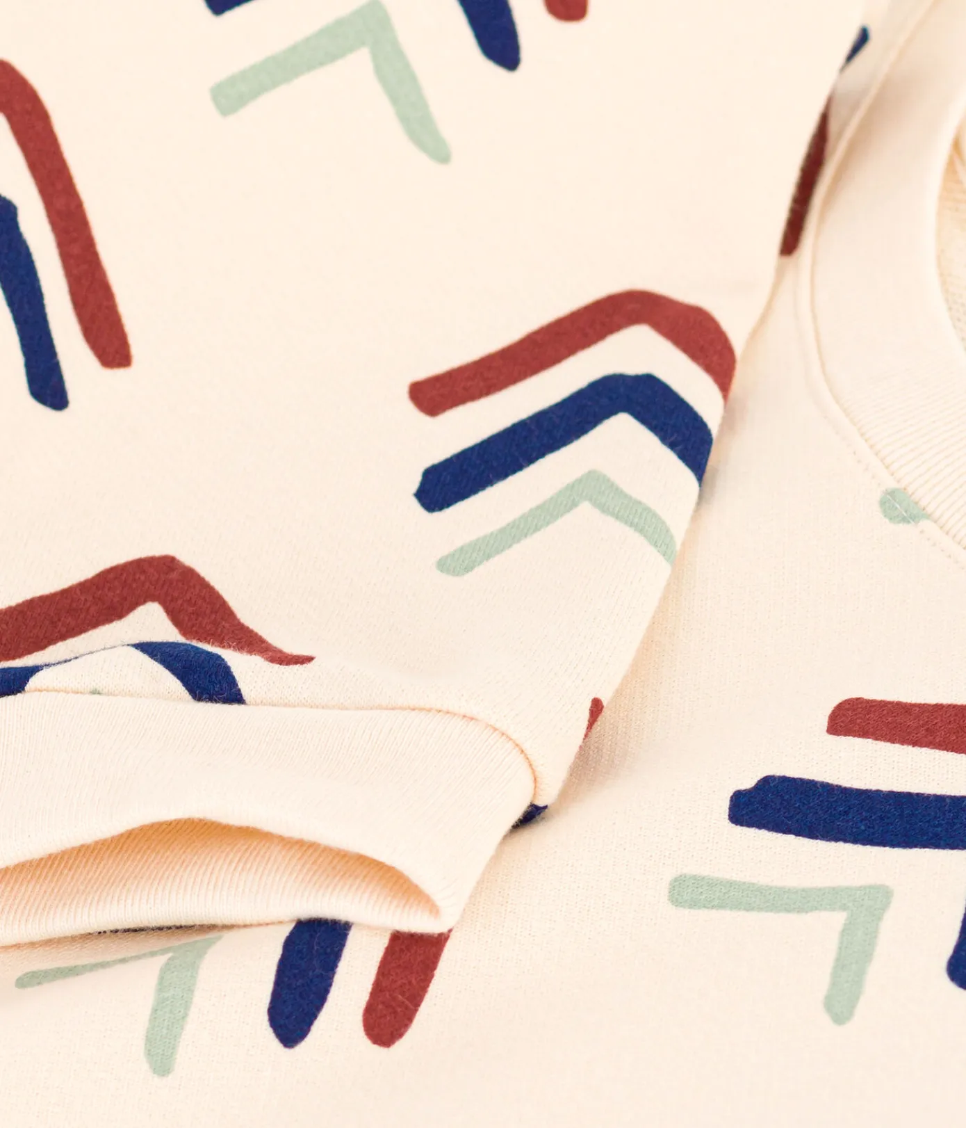 Petit Bateau Streifenshirts, Pullover, Cardigans*Damen-Sweatshirt aus Molton weiss AVALANCHE/ MULTICO