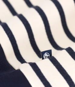 Petit Bateau Streifenshirts, Pullover, Cardigans*Damen-Sweatshirt mit Reißverschluss-Stehkragen aus aufgerautem Molton weiss AVALANCHE/blau SMOKING