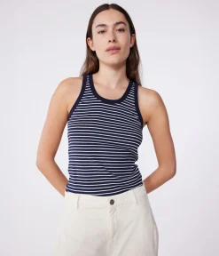 Petit Bateau Alle Tanktops|Das Ikonische (Slim)*Damen-Tanktop L’Iconique aus gestreifter Baumwolle blau SMOKING/weiss MARSHMALLOW