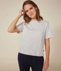 Petit Bateau Alle T-Shirts|T-Shirts, Tanktops*Damen-T-Shirt weiss AVALANCHE/ SKY CHINE