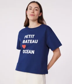 Petit Bateau Alle T-Shirts|T-Shirts, Tanktops*Damen-T-Shirt LE BOXY aus Baumwolle blau MEDIEVAL