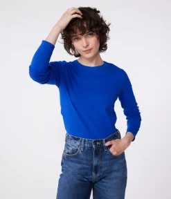 Petit Bateau Alle Langarmshirts|Das Ikonische (Slim)*Damen-T-Shirt L'Iconique aus einfarbiger Baumwolle blau SURF