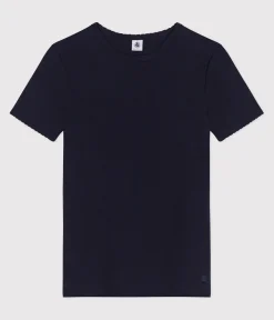 Petit Bateau Alle T-Shirts|Das Ikonische (Slim)*Damen-T-Shirt L’ICONIQUE aus einfarbiger Baumwolle mit Pikotkante blau SMOKING