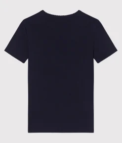 Petit Bateau Alle T-Shirts|Das Ikonische (Slim)*Damen-T-Shirt L’ICONIQUE aus einfarbiger Baumwolle mit Pikotkante blau SMOKING