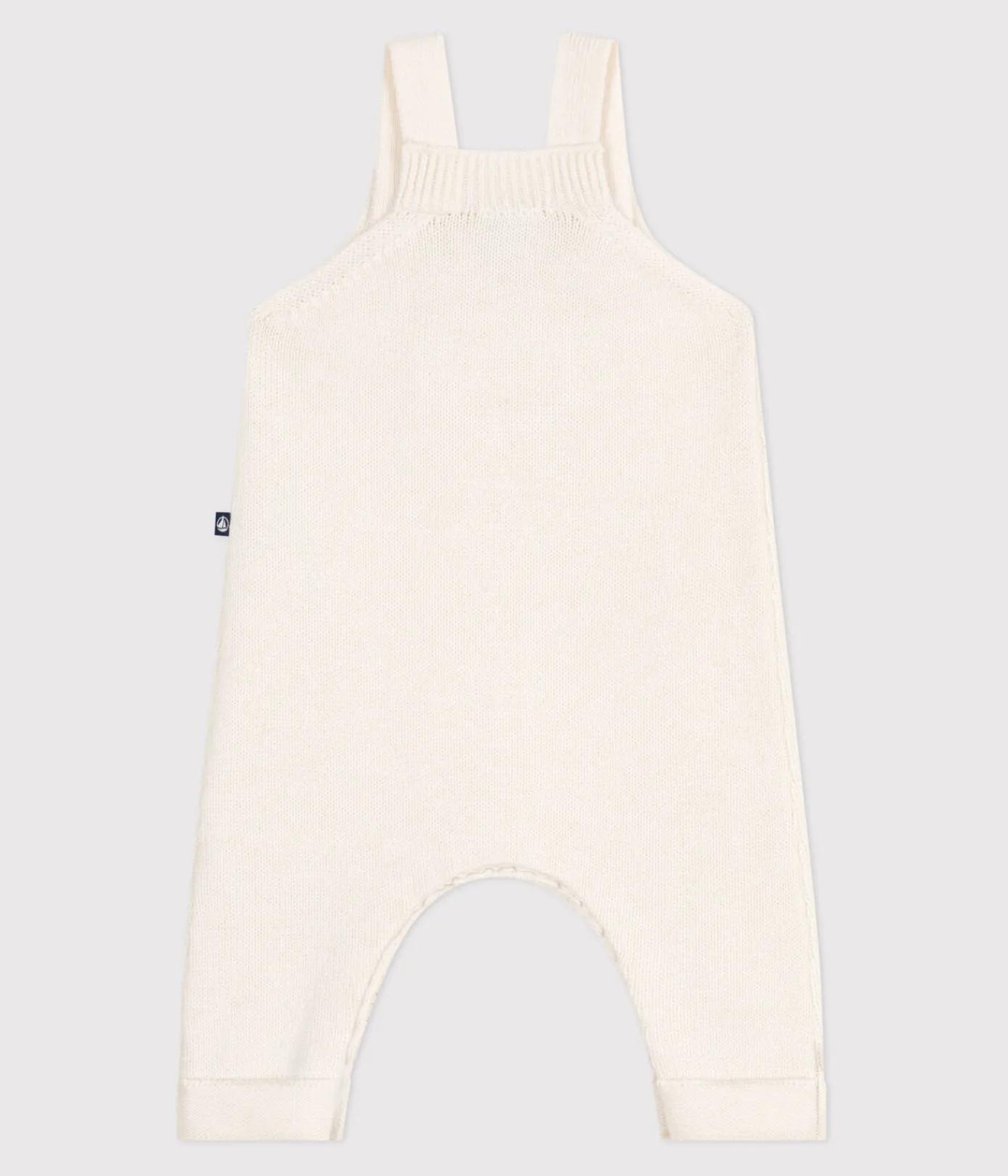Petit Bateau Sets, Overalls & Latzhosen|Newborn*Einfarbige Baby-Latzhose aus Woll- und Baumwollstrick weiss MARSHMALLOW