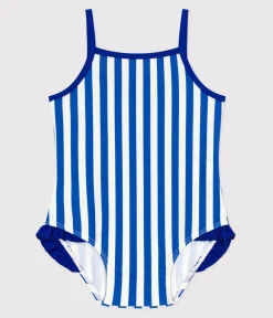 Petit Bateau Bademode, Uv-Kleidung*Einteiliger Baby-Badeanzug mit Streifenmuster und Rüschen blau SURF/weiss MARSHMALLOW