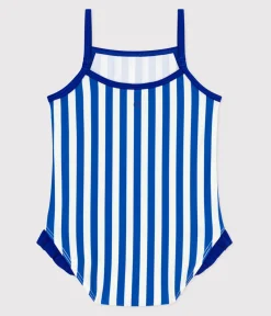 Petit Bateau Bademode, Uv-Kleidung*Einteiliger Baby-Badeanzug mit Streifenmuster und Rüschen blau SURF/weiss MARSHMALLOW