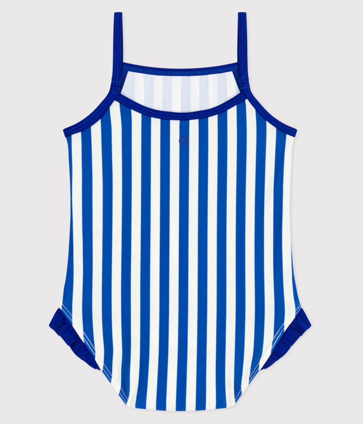 Petit Bateau Bademode, Uv-Kleidung*Einteiliger Baby-Badeanzug mit Streifenmuster und Rüschen blau SURF/weiss MARSHMALLOW