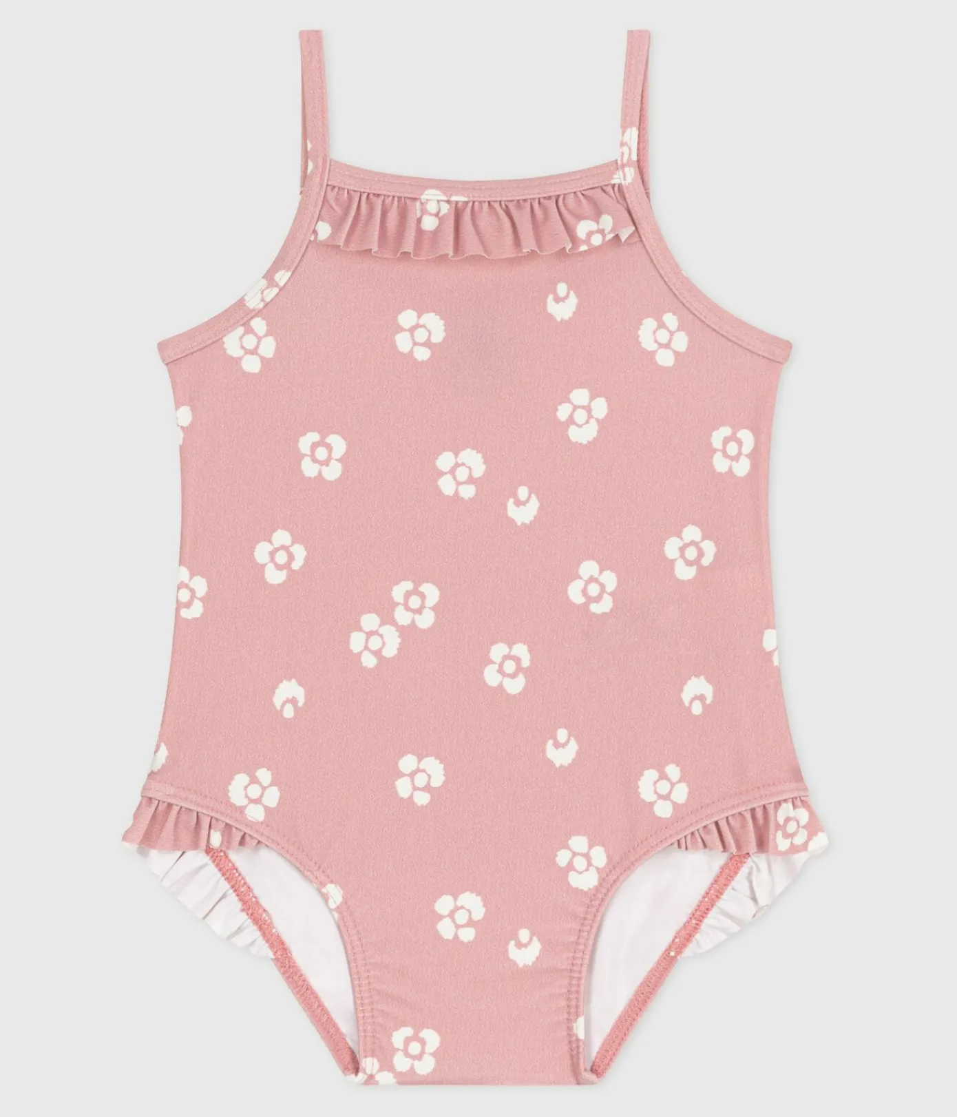 Petit Bateau Bademode, Uv-Kleidung*Einteiliger Baby-Badeanzug mit Rüschen und Blumenmuster rosa CHARME/weiss MARSHMALLOW