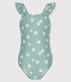 Petit Bateau Bademode, Uv-Kleidung*Einteiliger Kinder-Badeanzug mit Blumenmotiv blau PAUL/weiss MARSHMALLOW