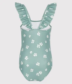 Petit Bateau Bademode, Uv-Kleidung*Einteiliger Kinder-Badeanzug mit Blumenmotiv blau PAUL/weiss MARSHMALLOW
