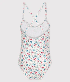 Petit Bateau Bademode, Uv-Kleidung*Einteiliger Kinder-Badeanzug mit Blumenmotiv weiss MARSHMALLOW/weiss MULTICO