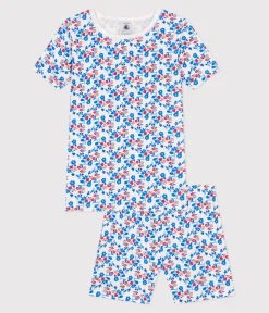 Petit Bateau Schlafanzüge, Nachthemden*Eng anliegender Kinder-Kurzpyjama aus Baumwolle mit Blumenmuster weiss MARSHMALLOW/weiss MULTICO