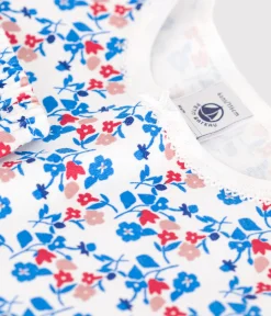 Petit Bateau Schlafanzüge, Nachthemden*Eng anliegender Kinder-Kurzpyjama aus Baumwolle mit Blumenmuster weiss MARSHMALLOW/weiss MULTICO
