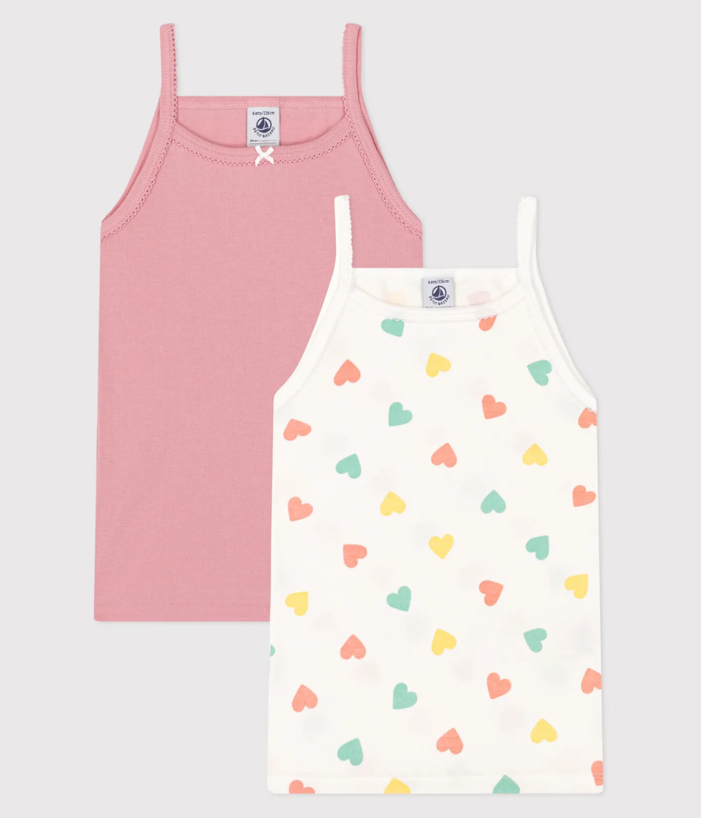 Petit Bateau Unterhemden, Tanktops|T-Shirts, Tops, Oberteile*2er-Pack Kinder-Tanktops aus Baumwolle mit Herzen variante 1