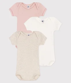 Petit Bateau Bodys*3er-Set aus einfarbigen, kurzärmeligen Bodys aus Baumwolle für Babys variante 1