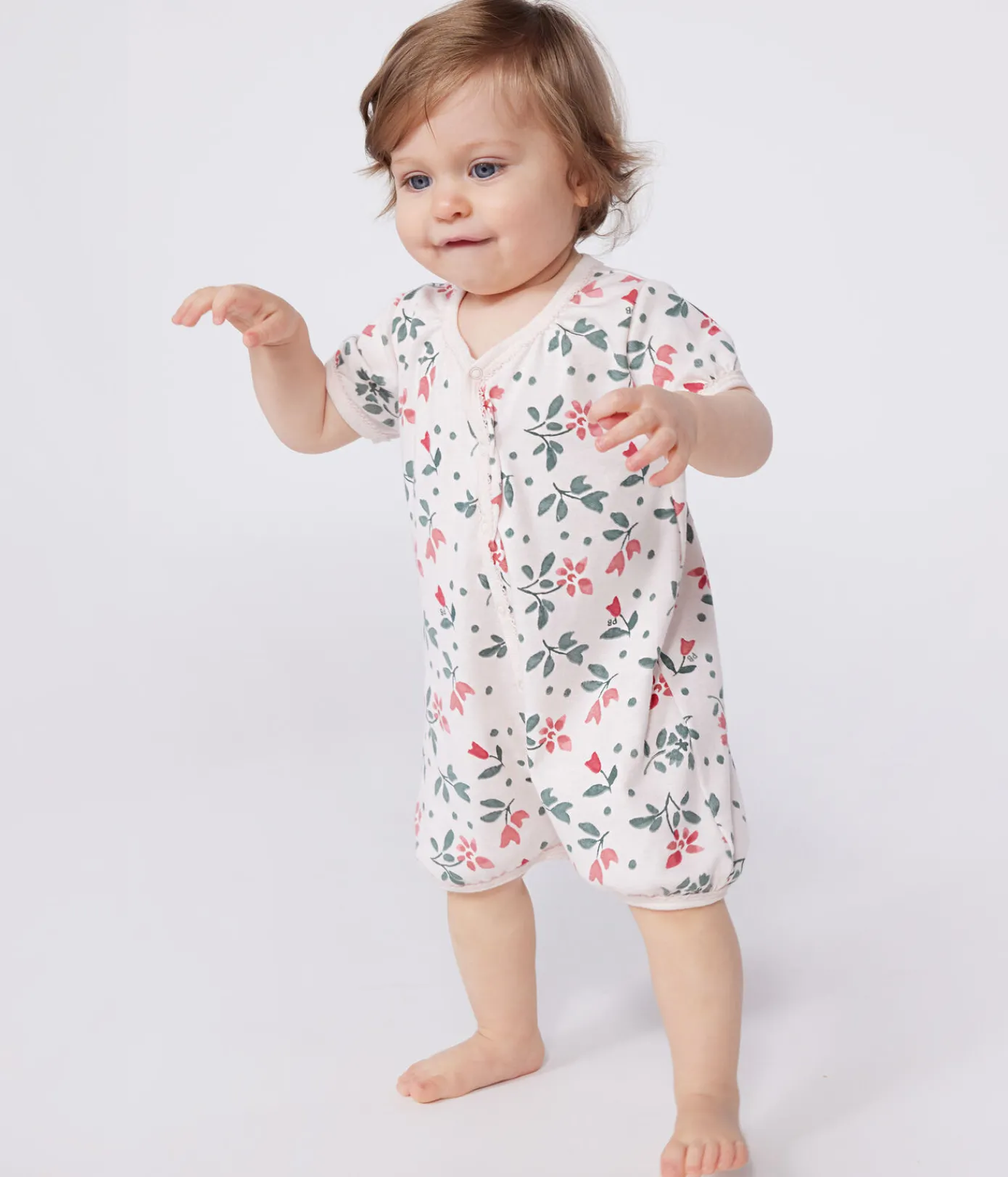 Petit Bateau Schlafanzüge, Strampler|Sets, Overalls & Latzhosen*2er-Set Baby-Kurzoverall aus Baumwolle mit Blumenmotiv variante 1