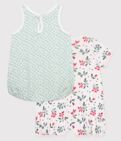 Petit Bateau Schlafanzüge, Strampler|Sets, Overalls & Latzhosen*2er-Set Baby-Kurzoverall aus Baumwolle mit Blumenmotiv variante 1