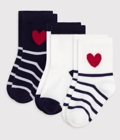 Petit Bateau Socken, Schühchen*3er-Set Baby-Socken aus Baumwolle mit Streifen und Herz variante 1