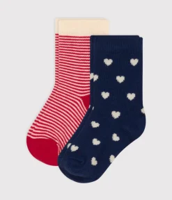 Petit Bateau Socken, Schühchen*2er-Set Babysocken aus Baumwolljersey mit Herzen variante 1