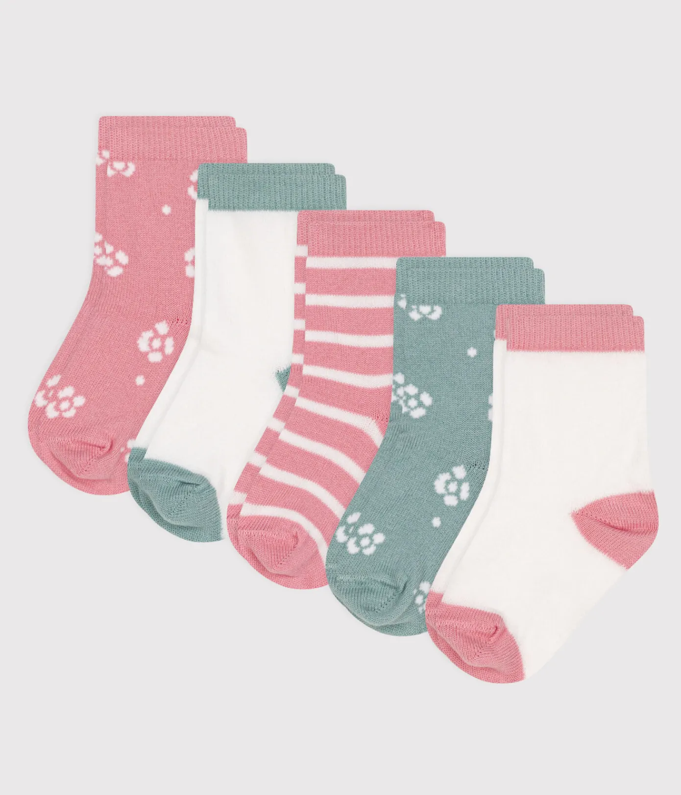 Petit Bateau Socken, Schühchen*5er-Set Baby-Socken aus geblümter Baumwolle für Mädchen variante 1