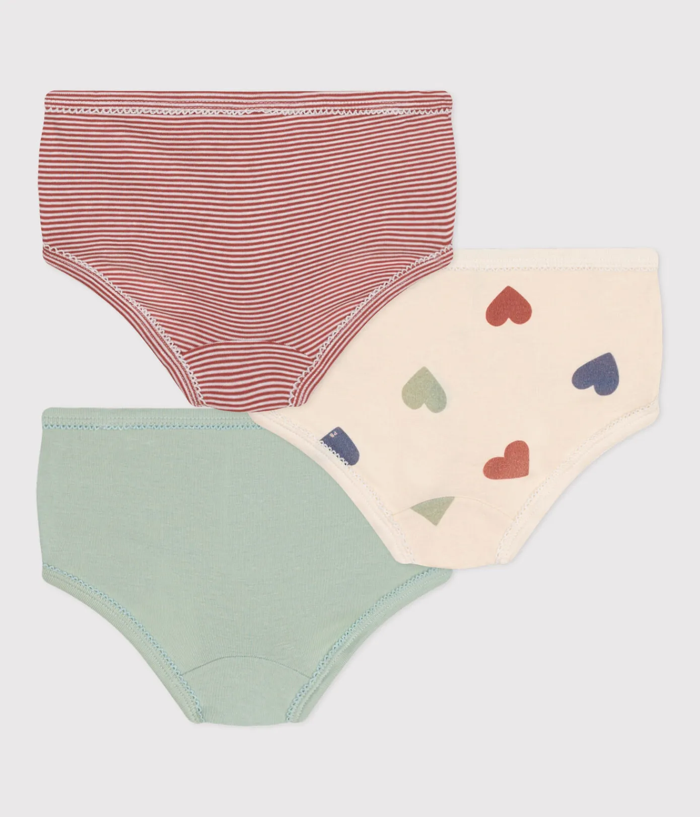 Petit Bateau Unterhosen, Shortys*3er-Set Baumwollslips für Kinder, mit Herzmotiv und hohem Taillenbund variante 1