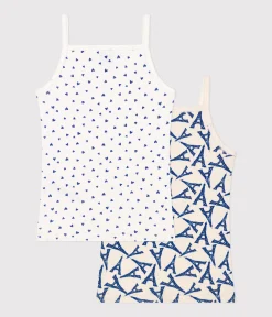 Petit Bateau Unterhemden, Tanktops|T-Shirts, Tops, Oberteile*2er-Set Kinder Spaghetti-Tops aus Baumwolle mit Paris-Motiv variante 1