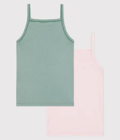 Petit Bateau Unterhemden, Tanktops|T-Shirts, Tops, Oberteile*2er-Set Kinder Spaghetti-Tops aus Baumwolle variante 1