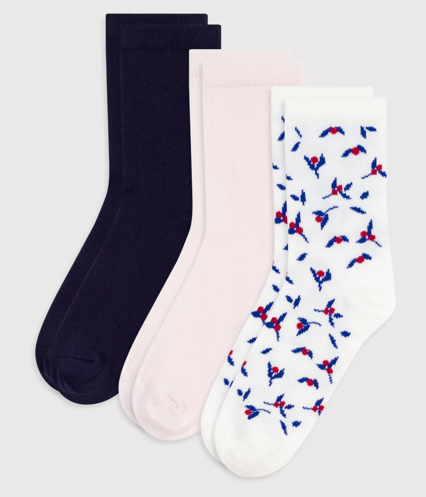 Petit Bateau Socken, Strumpfhosen*3er-Set Kinder-Kniestrümpfe aus Baumwolle mit Blumenmotiv variante 1