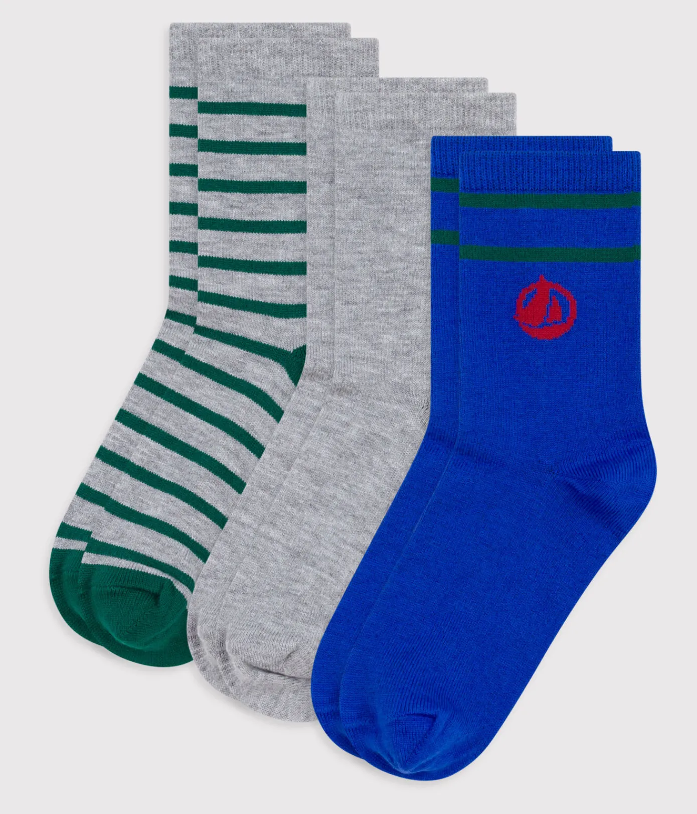 Petit Bateau Socken, Hausschuhe*3er-Set Kinder-Kniestrümpfe aus Baumwolle mit Streifen und Logo variante 1