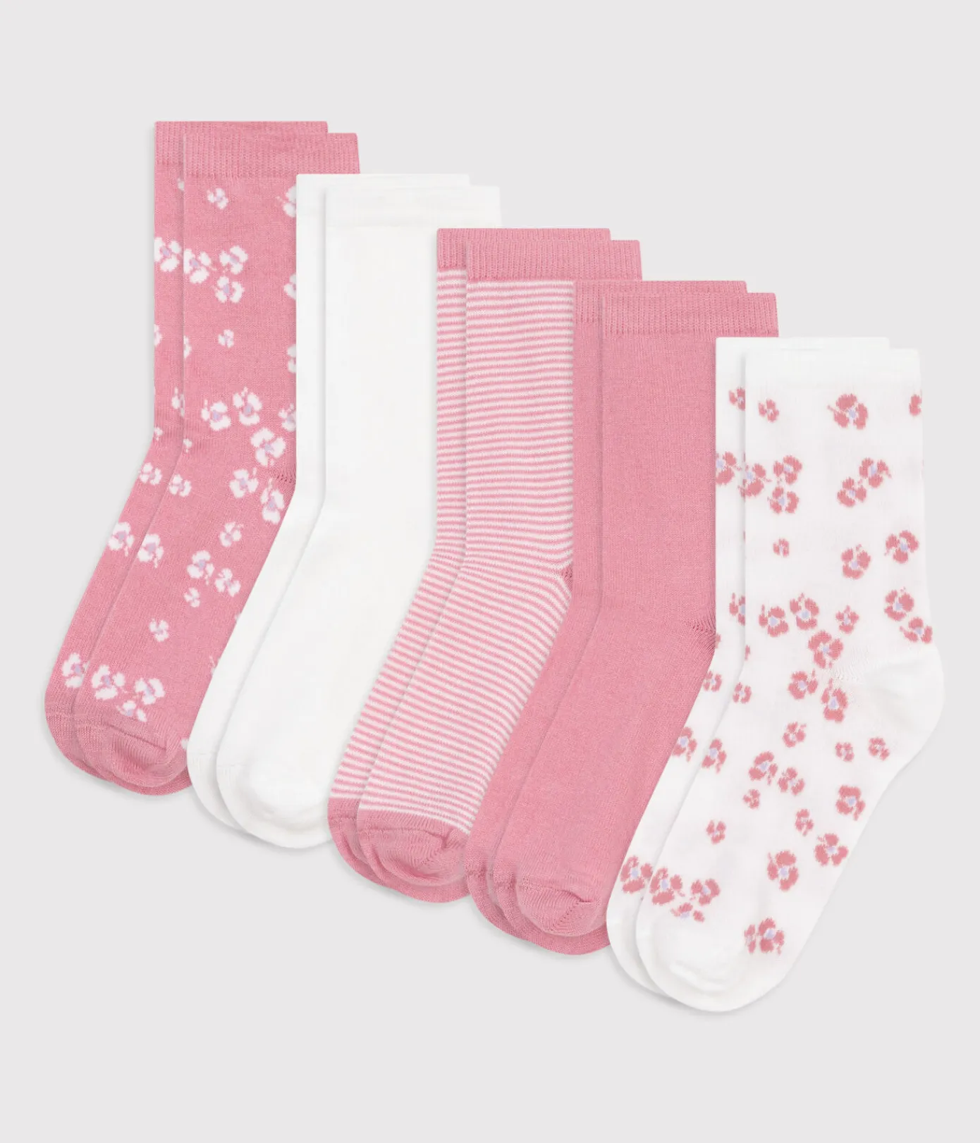 Petit Bateau Socken, Strumpfhosen*5er-Set Kinder-Kniestrümpfe aus einfarbiger Baumwolle mit Blumenmotiv variante 1