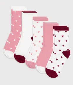 Petit Bateau Socken, Strumpfhosen*5er-Set Kinder-Kniestrümpfe aus einfarbiger Baumwolle mit Herzmotiv variante 1