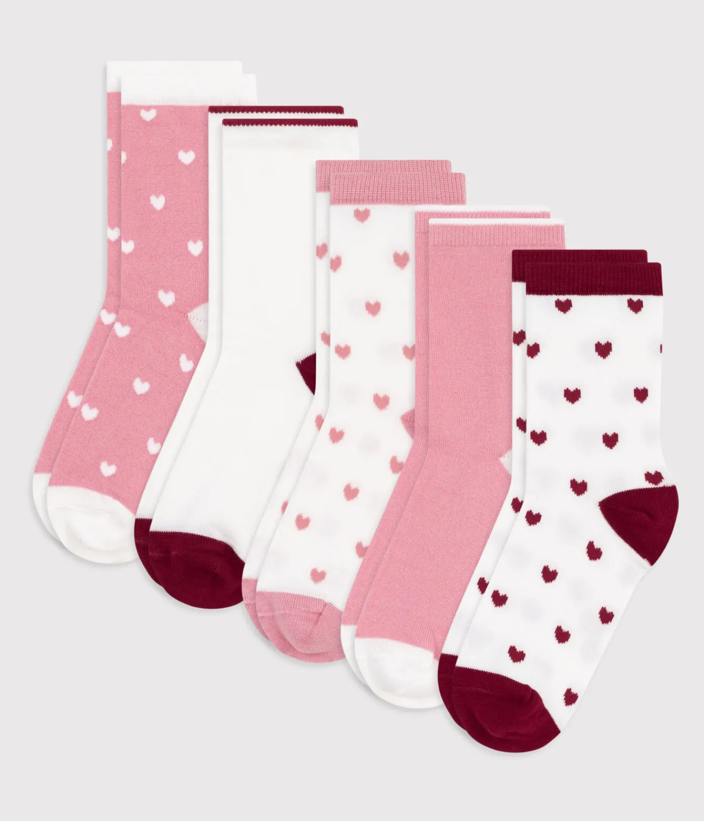 Petit Bateau Socken, Strumpfhosen*5er-Set Kinder-Kniestrümpfe aus einfarbiger Baumwolle mit Herzmotiv variante 1