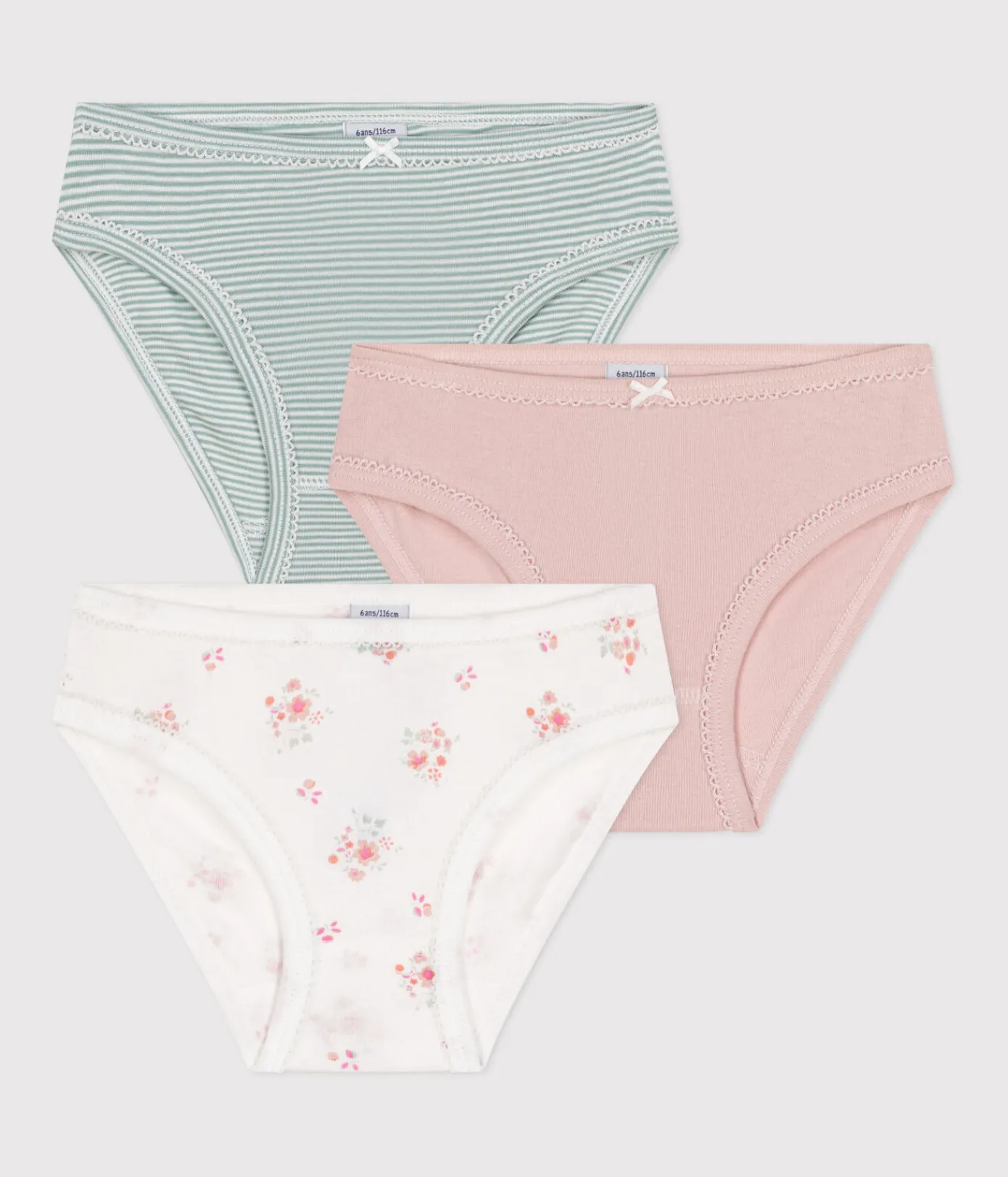 Petit Bateau Unterhosen, Shortys*3er-Set Kinderslips aus Baumwolle mit Blumenmotiv variante 1