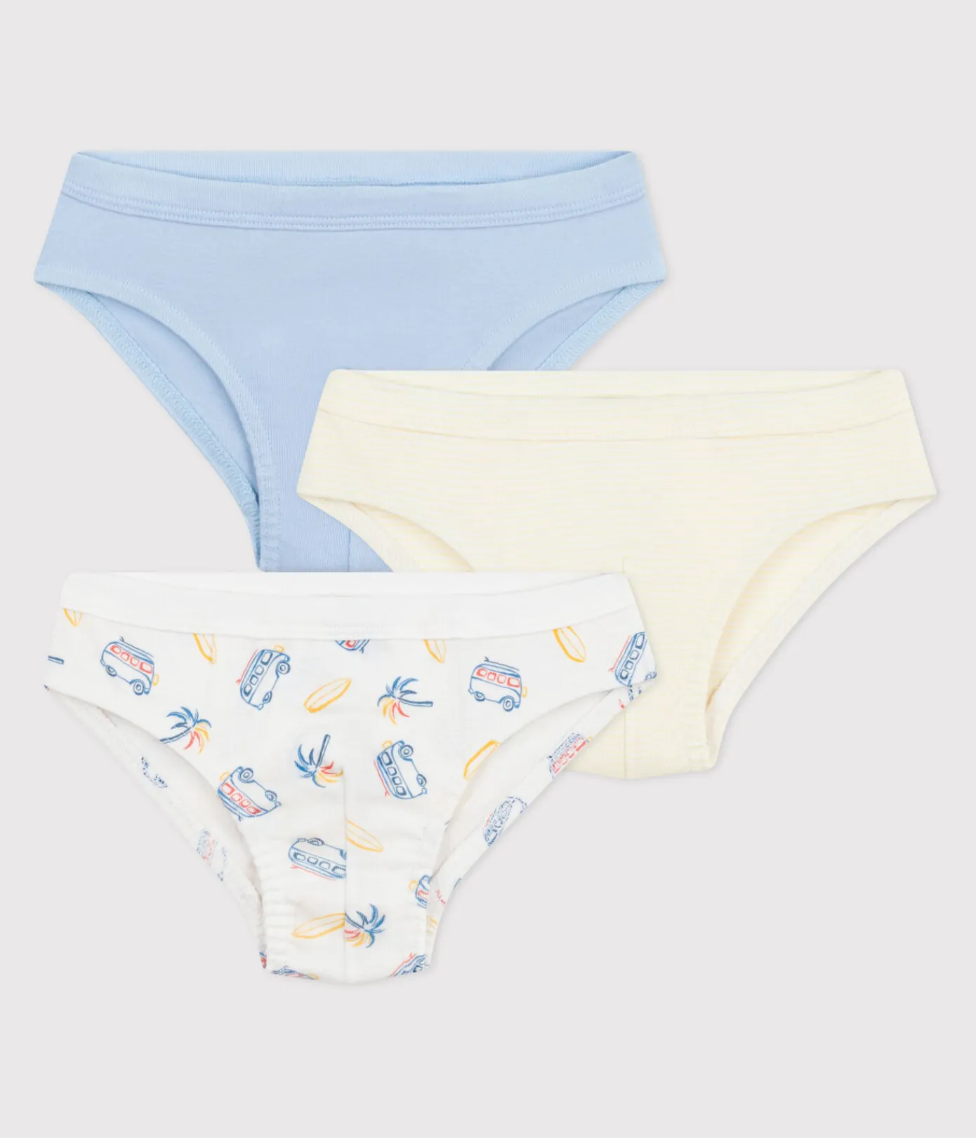 Petit Bateau Unterhosen, Boxershorts*3er-Set Kinder-Slips aus Baumwolle mit Minibus-Motiv variante 1