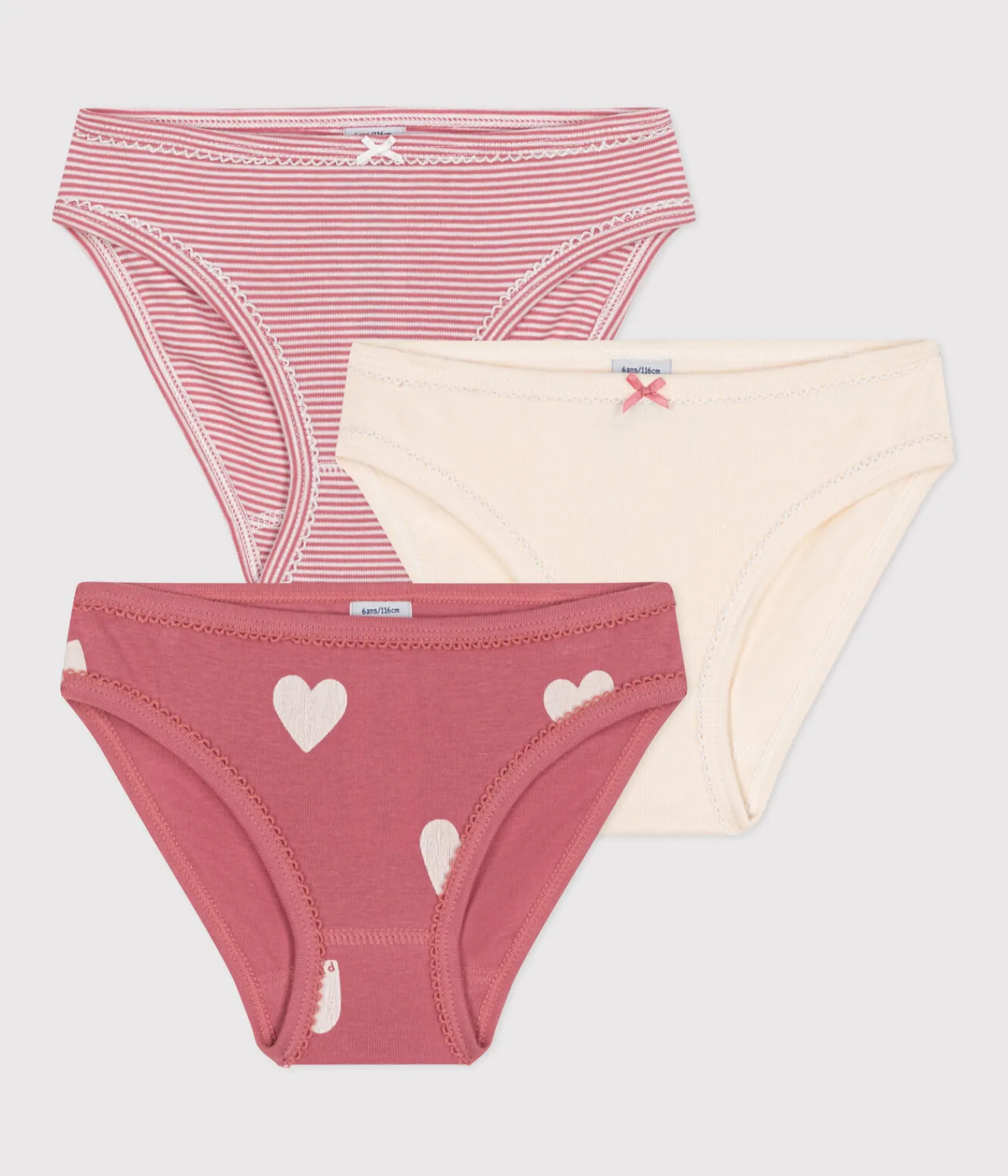 Petit Bateau Unterhosen, Shortys*3er-Set Kinder-Slips aus Baumwolle mit Herzmotiv variante 1