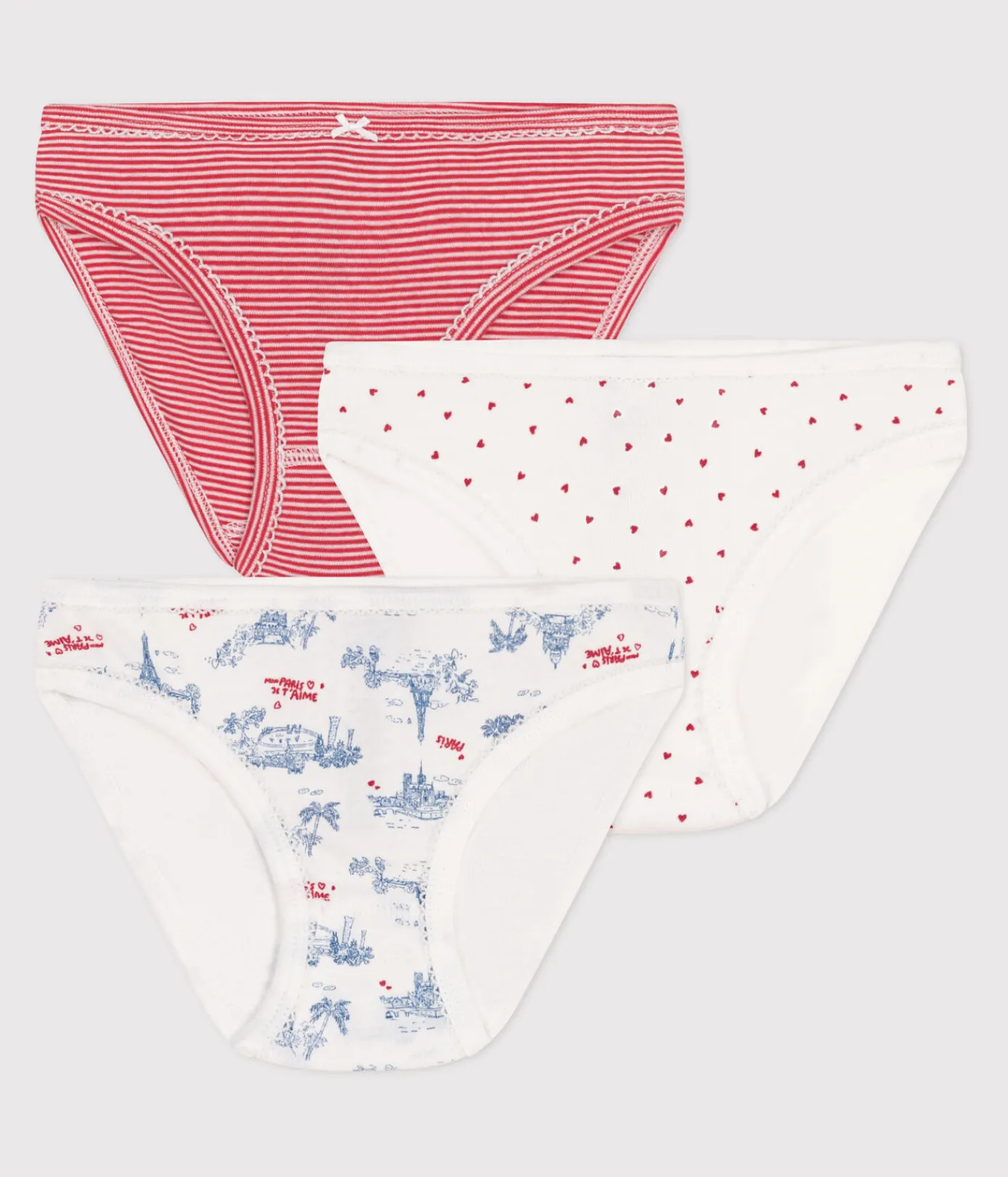 Petit Bateau Unterhosen, Shortys*3er-Set Kinder-Slips aus Baumwolle mit Paris-Motiv variante 1
