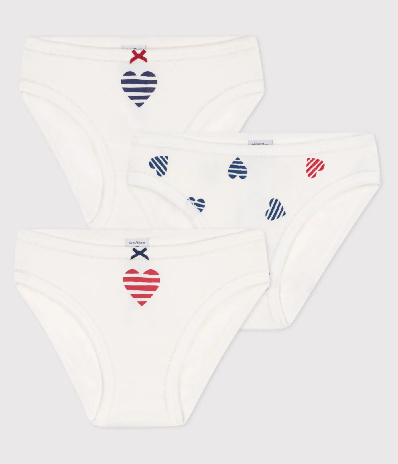 Petit Bateau Unterhosen, Shortys*3er-Set Kinder-Slips aus Baumwolle mit Herz-Motiv variante 1