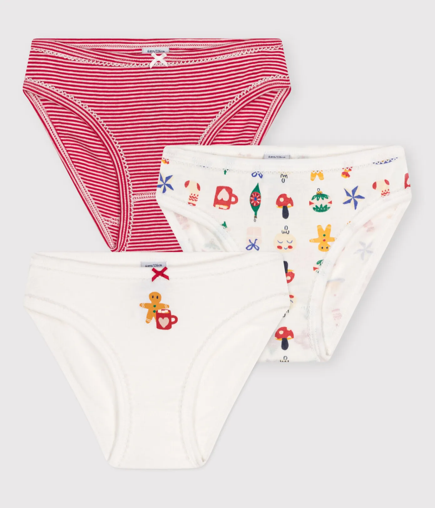 Petit Bateau Unterhosen, Shortys*3er-Set Kinder-Slips aus Baumwolle mit Weihnachtsmotiv variante 1